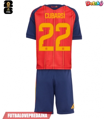 Lacne Dětský Futbalové dres Španielsko Pau Cubarsi #22 MS 2026 Krátky Rukáv - Domáci (+ trenírky)